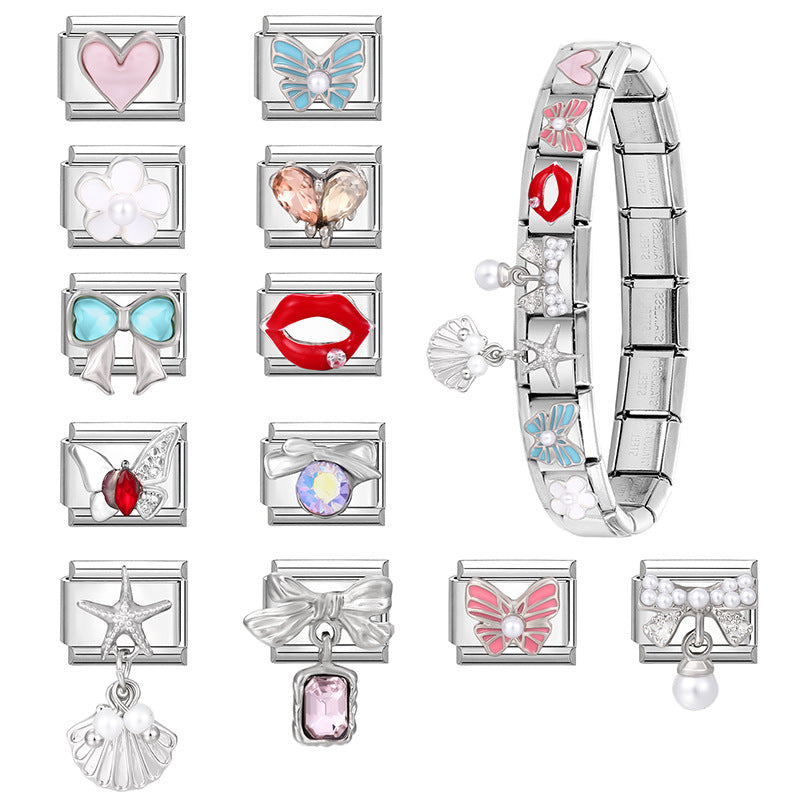 Wholesale Italian Charm Bracelet 9mm DIY Splicing Cute Creative Stainless Steel Composable Bracelet