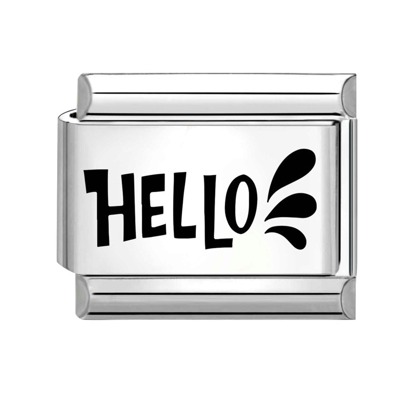 Wholesale Italian Charm Bracelet 9mm DIY Splicing Black and White Lettering Stainless Steel Composable Bracelet