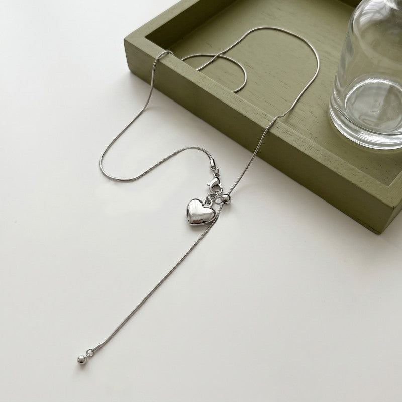 Wholesale Minimalist Heart Pendant Necklace Metal Alloy Snake Chain Modern Boutique Fashion Accessory For Women