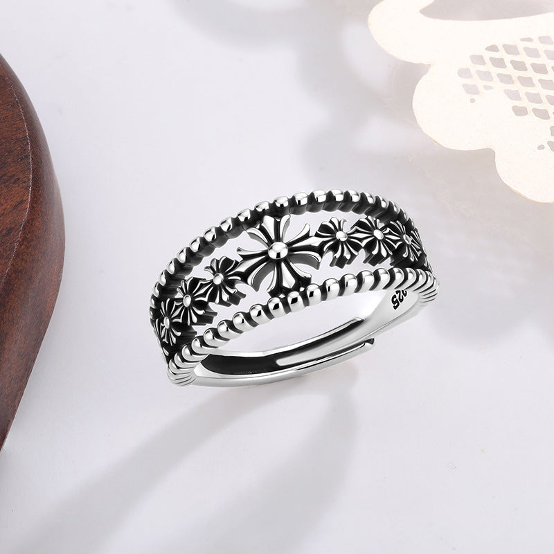 Wholesale Vintage Cross Ring - Adjustable Punk Style Copper Ring,  Fashion Jewelry Accessory for Resale &  Gift