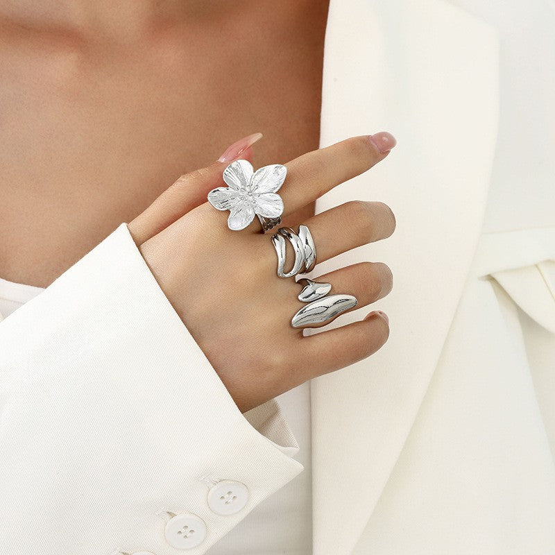 Wholesale  liquid lava flower open ring