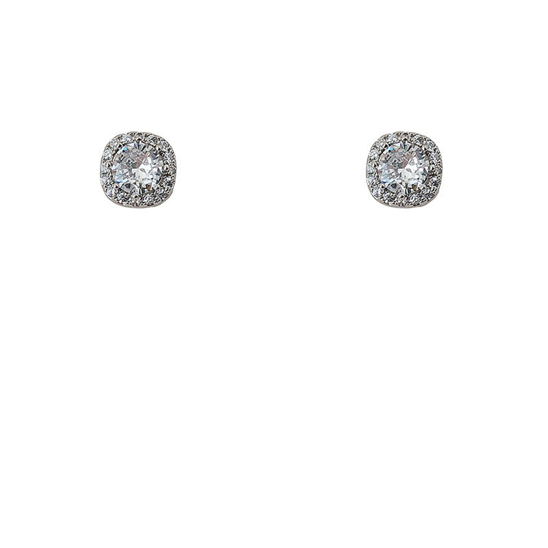 Wholesale Sugar Cube Zircon Earrings