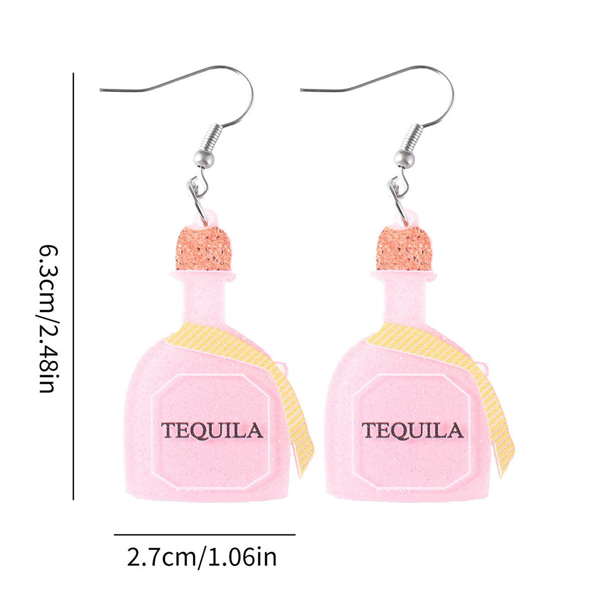 Wholesale Tequila Bottle Sequined Acrylic Drop Earrings