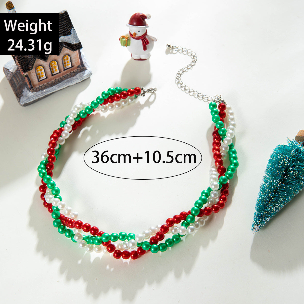 Wholesale Christmas Creative Pearl Woven Twist Necklace