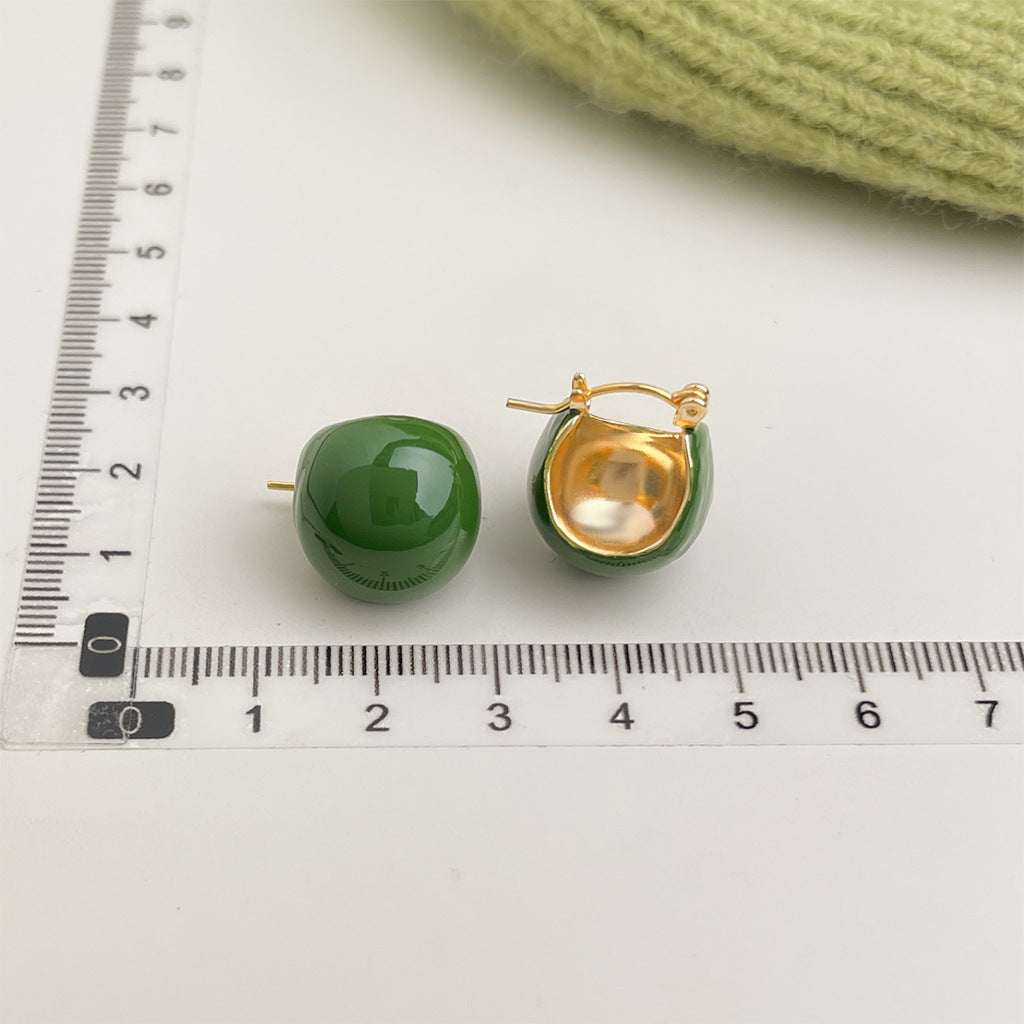 Wholesale Retro Green Oil Drop Flower Earrings