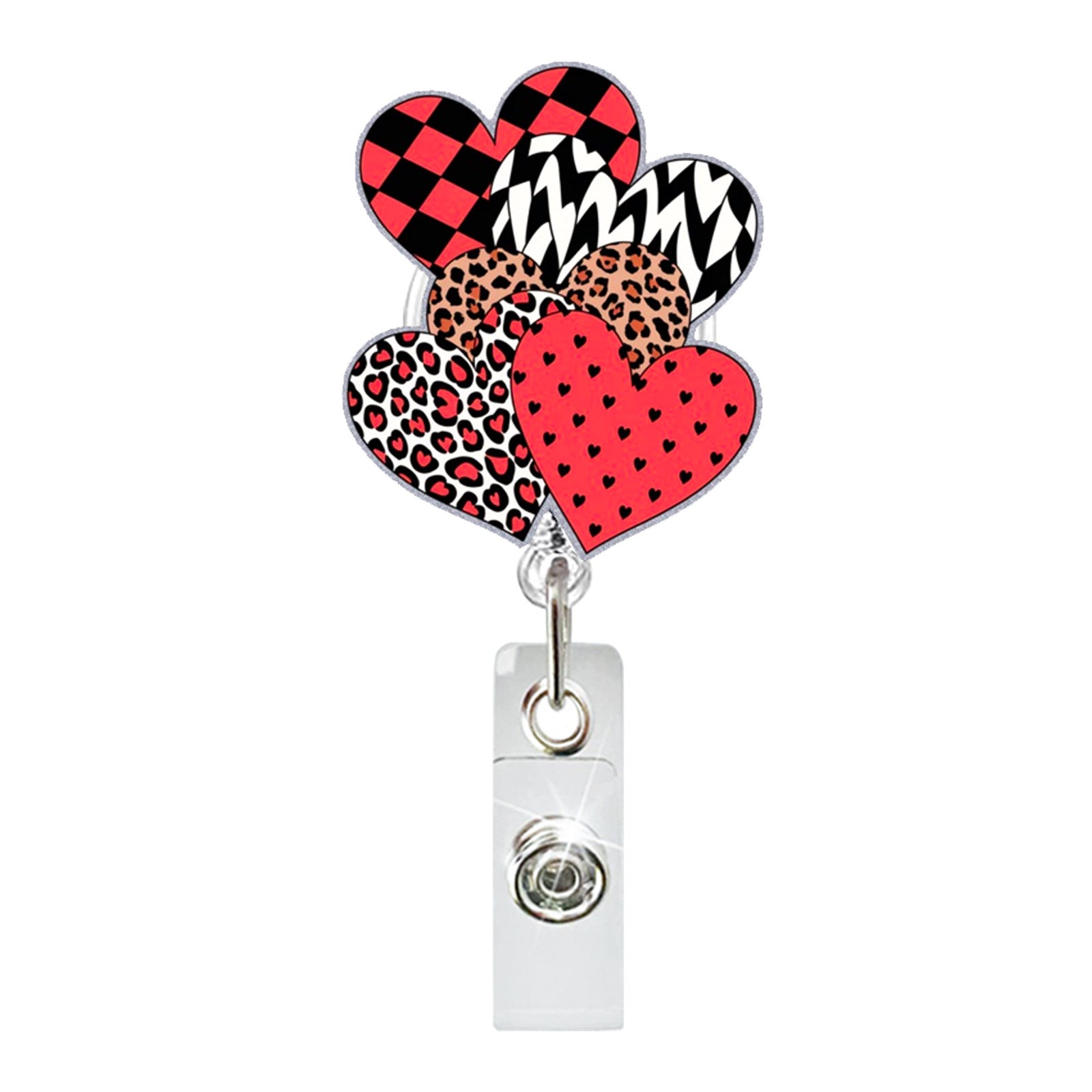 Wholesale Valentine' s Day Acrylic Heart-Shaped Cow  Badge Reels