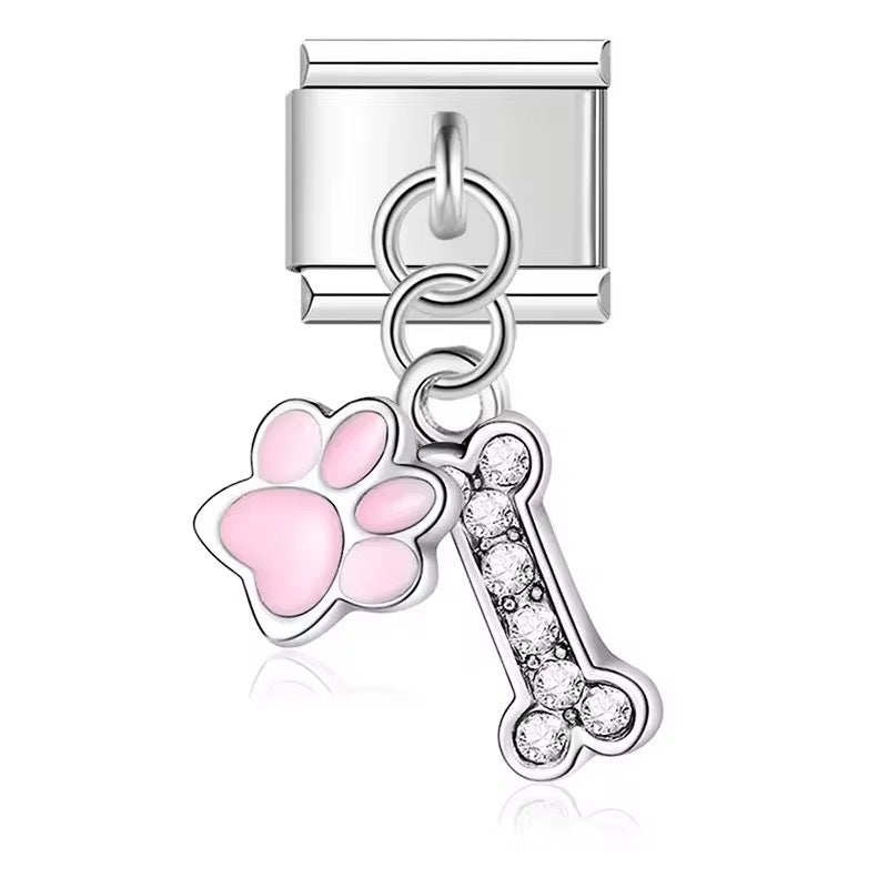 Wholesale Stainless Steel Cute Dog Pendant Charm DIY Modular for Bracelet Making Jewelry Accessory Gift