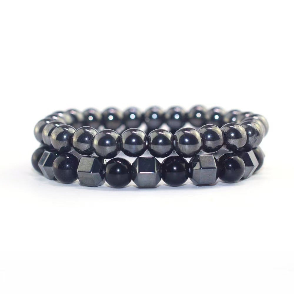 Wholesale  vintage black frosted bracelet zircon crown diamond ball dice  beads bracelet suit