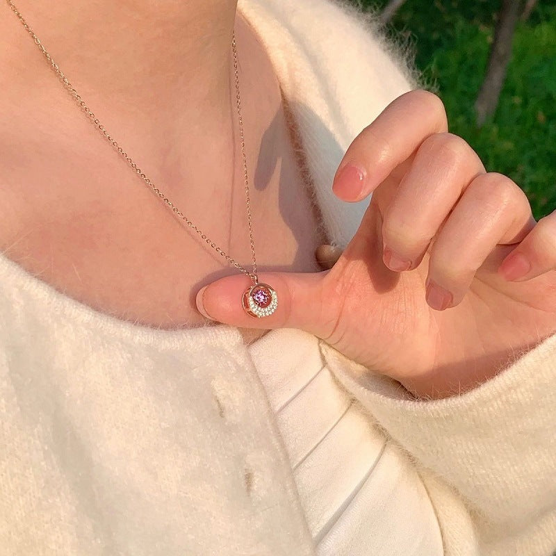 Wholesale Light Luxury Rose Gold Circle Zircon Necklace for Women - Elegant Boutique Resale Jewelry