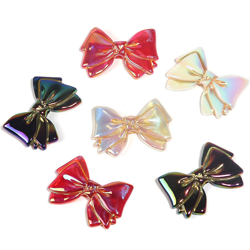 Wholesale 50pcs Acrylic Fine Glitter Gilded Bow Beaded Diy Jewelry Accessories ACC-BDS-BLG124