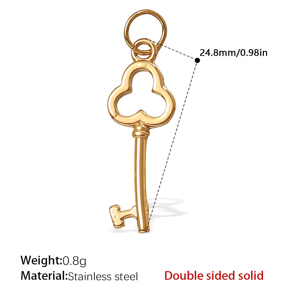 Wholesale Diamond-Encrusted Key Lock Stainless Steel Pendant Accessories