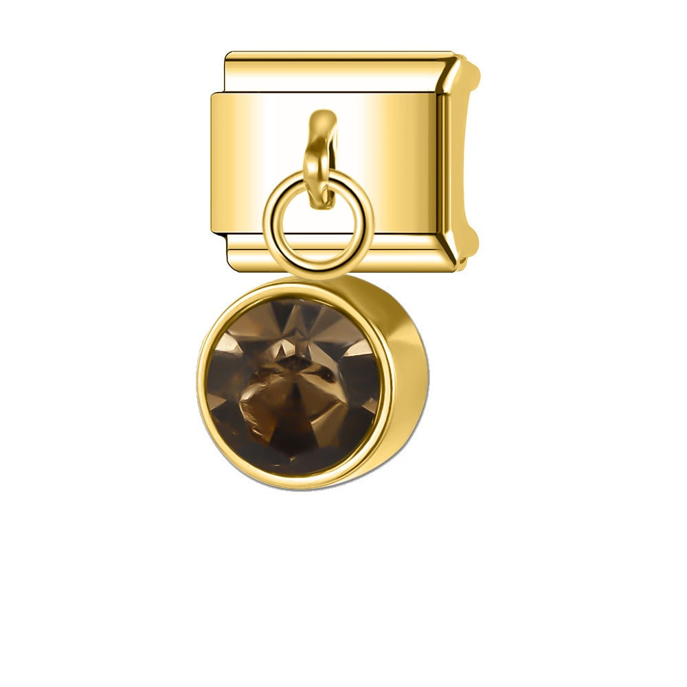 Wholesale Italian Charm Bracelet 9mm DIY Splicing Gemstone Pendants Stainless Steel Composable Bracelet