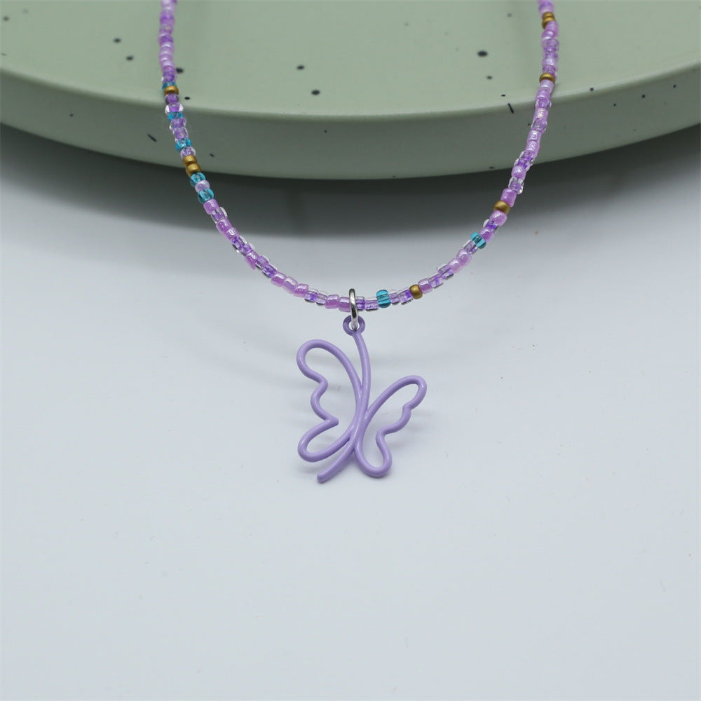 Wholesale  Light Luxury  Alloy Hollow Butterfly Pendant Necklace