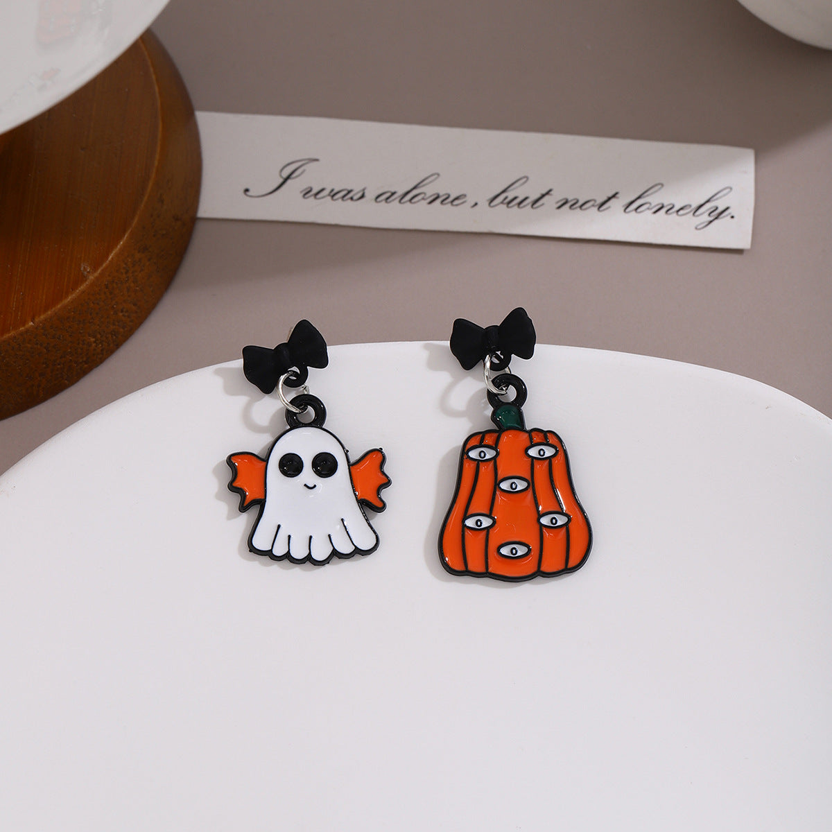 Wholesale Silver Needle  Cartoon Ghost Pumpkin Skull Asymmetric Earrings