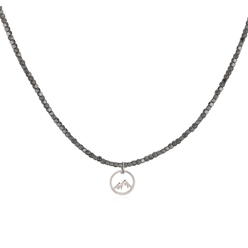 Wholesale Gold Plated Copper Black Stone Bead Necklace With Butterfly Heart Key Pendant Boutique Resale Jewelry For Women