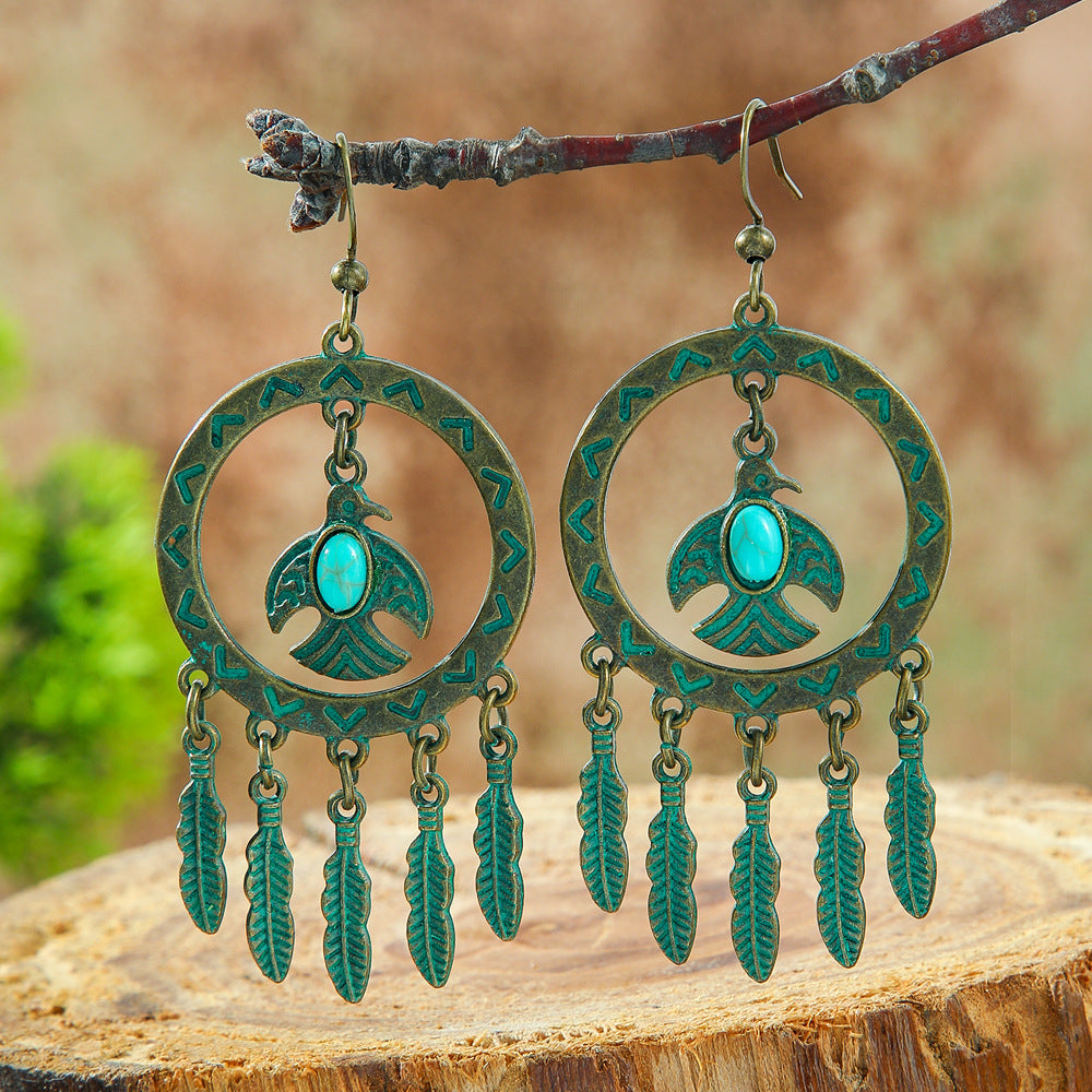 Wholesale Bohemian Hollow Geometric Retro Vintage Alloy Earrings for Everyday Wear or Gift