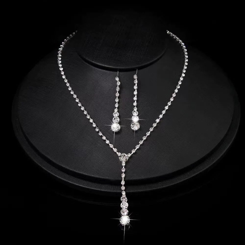 Wholesale Man-made Pearl and Rhinestone Earring Necklace and Bracelet Set