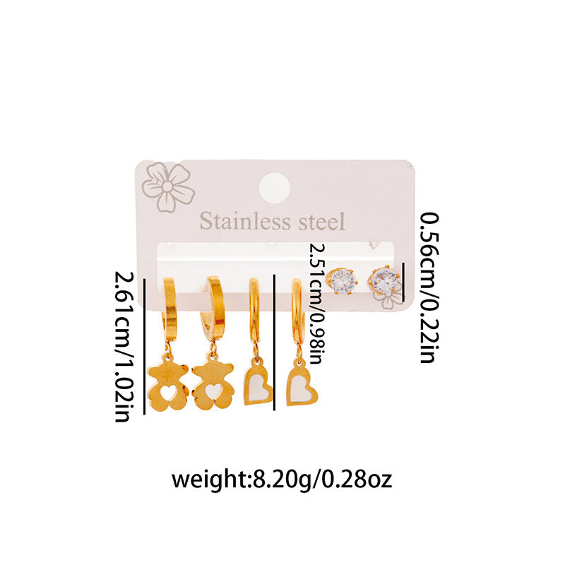 Wholesale Stylish Titanium Steel Love Earrings Set Fashion Jewelry for Party Wear