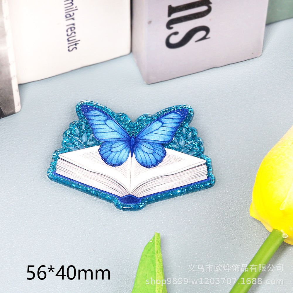 Wholesale 10pcs DIY Flatback Cartoon Pencil Letters Acrylic Flatback Badge Reels Retractable Keychain DIY Accessories