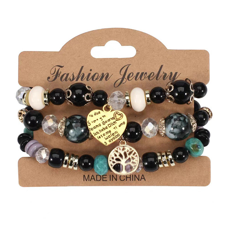 Wholesale Bohemian Elastic Multi-layer Colorful Beaded Love Bracelet ACC-BT-FengLi002