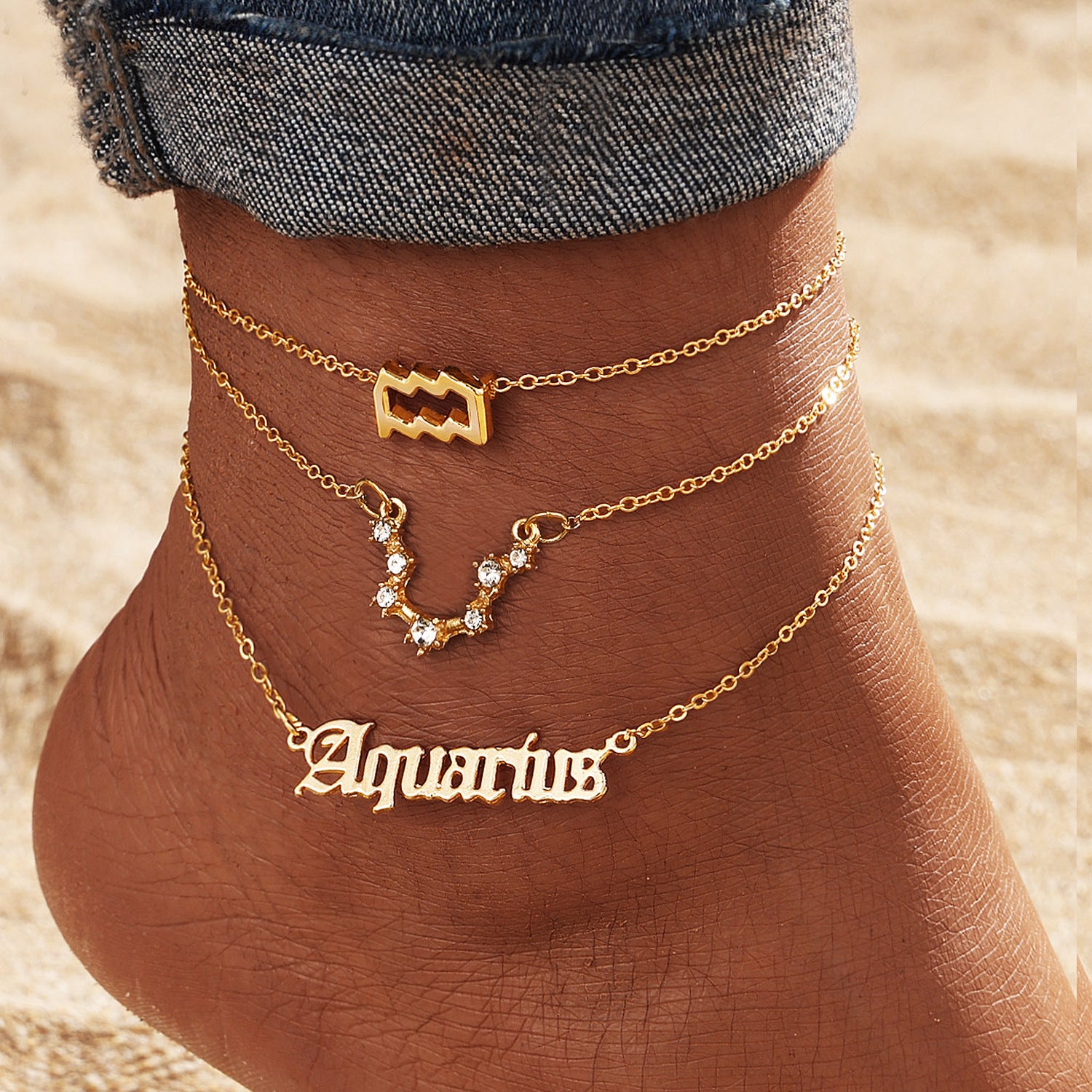 Wholesale 12-constellation alloy anklet r 12-star gold diamond-encrusted anklet