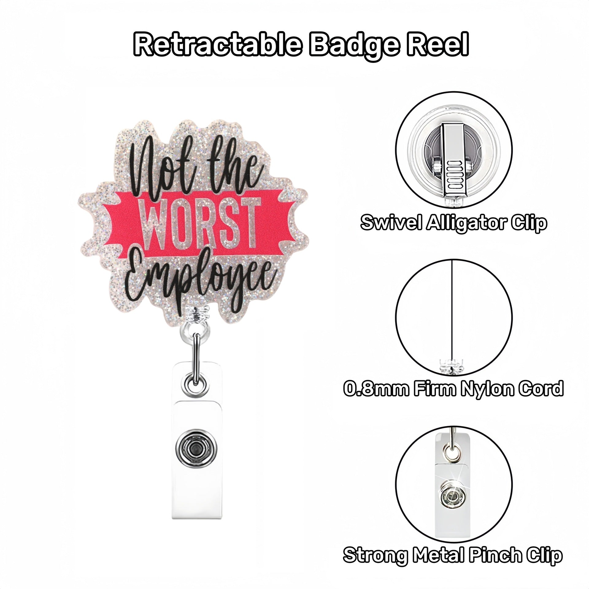 Wholesale Fun Phrases Acrylic Retractable Clip Badge Keychain