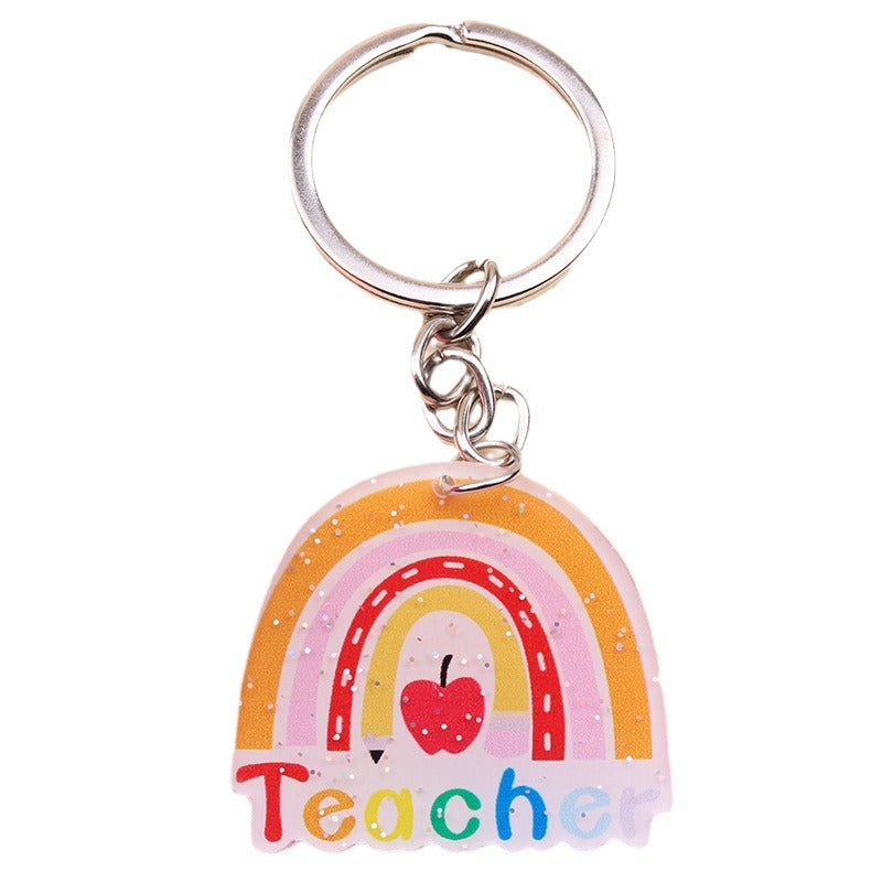 Wholesale Teacher's Day Cartoon Rainbow Blackboard Acrylic Keychain ACC-KC-DA007
