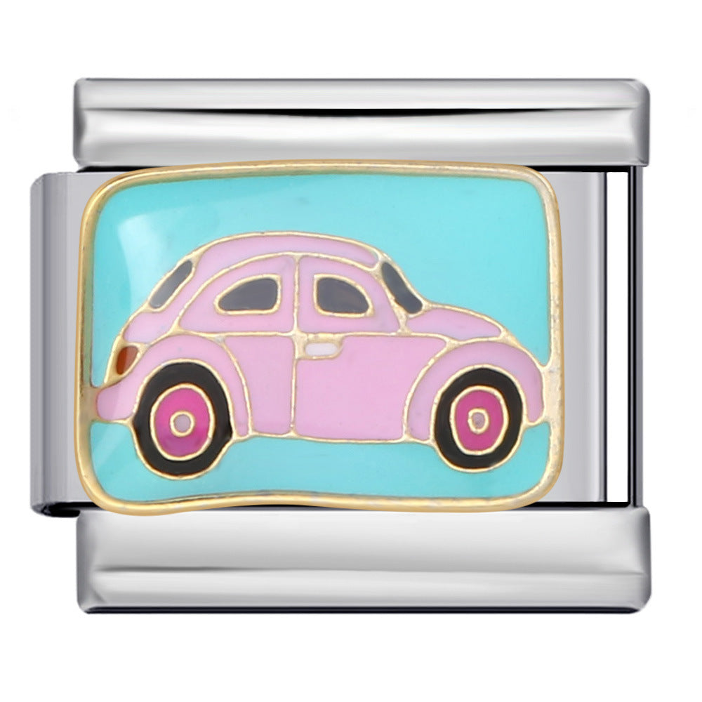 Wholesale Italian Charm Bracelet 9mm DIY Splicing Removable Fire Engine Series Stainless Steel Composable Bracelet