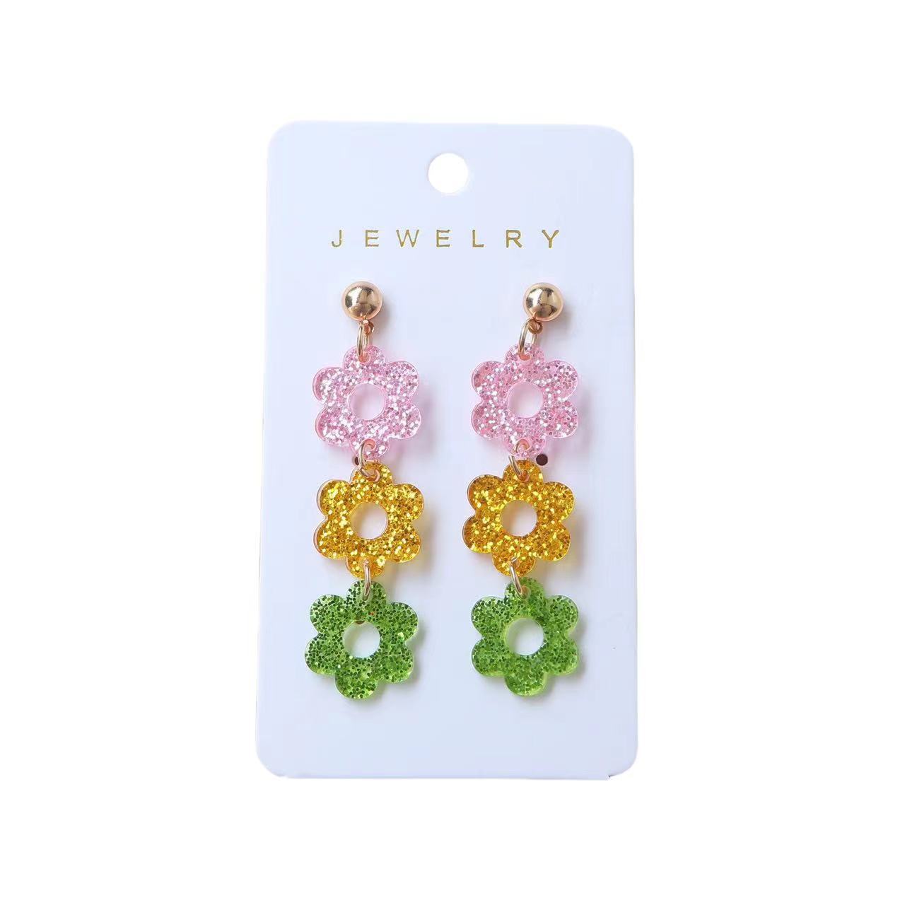 Wholesale Contrast Color Flower Acrylic Earrings ACC-ES-AnDao042