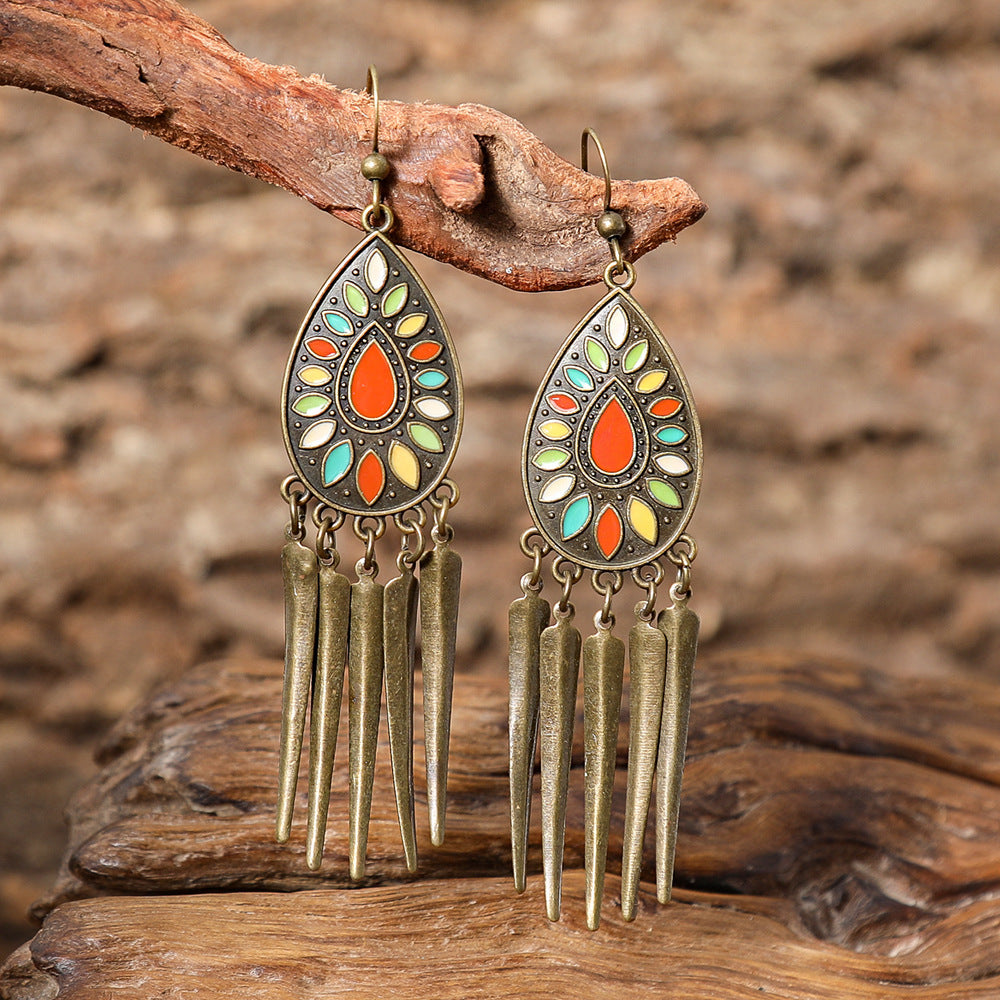 Wholesale Bohemian Ethnic Tassel Earrings Alloy Distressed Design,  Everyday Gift