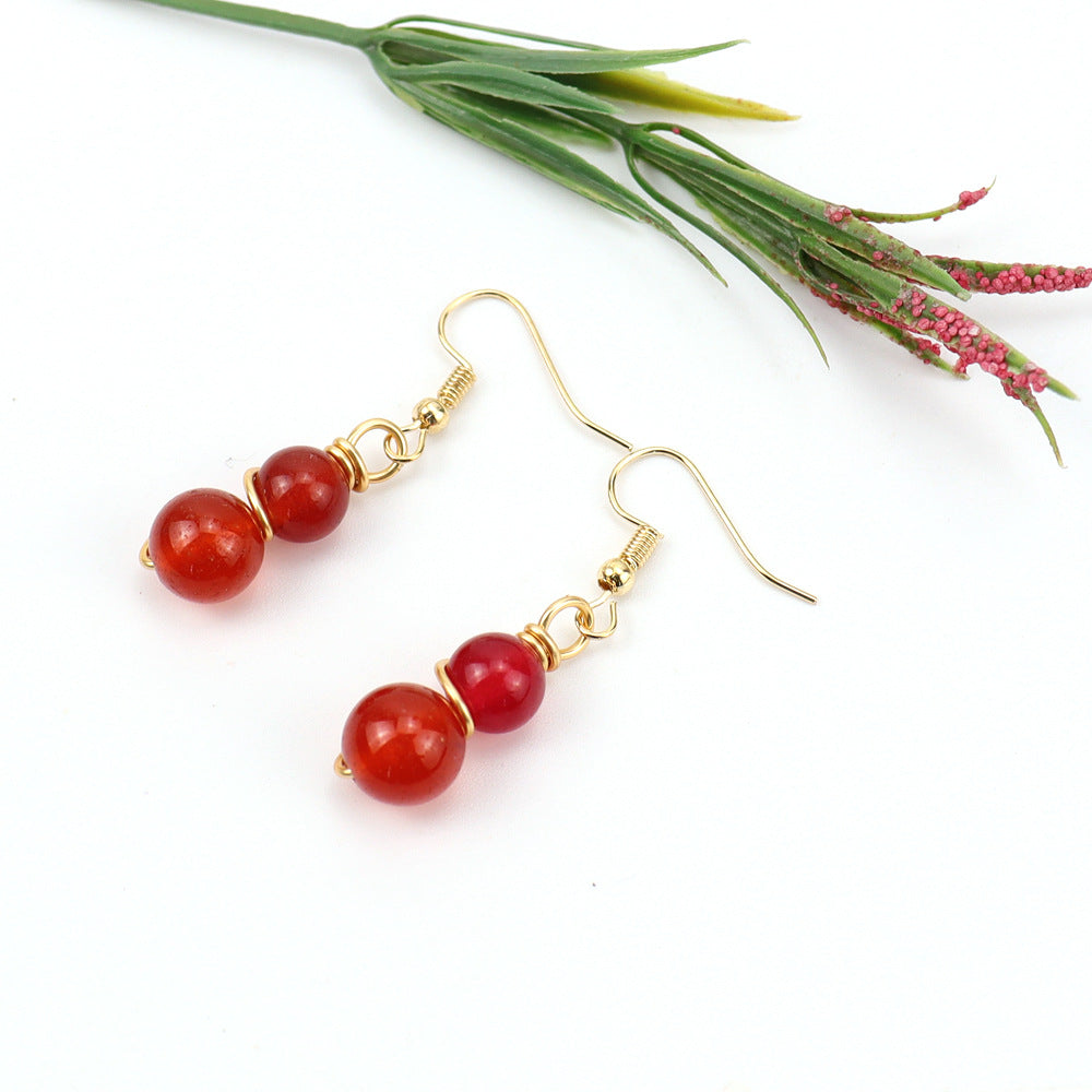 Wholesale Handmade Tree Design Gold Tone Crystal Beaded Wire Wrapped Drop Earrings Fashion Accessory Gift Boutique Resale