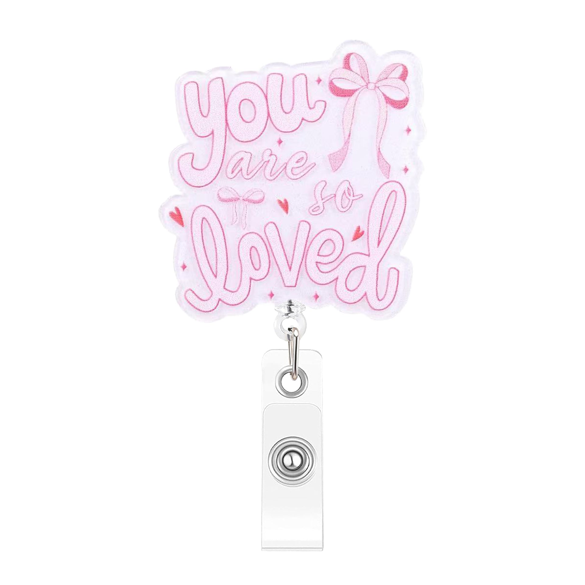 Wholesale Glitter Acrylic Retractable ID Card Holder Heart Design for Girls Fashion Accessory