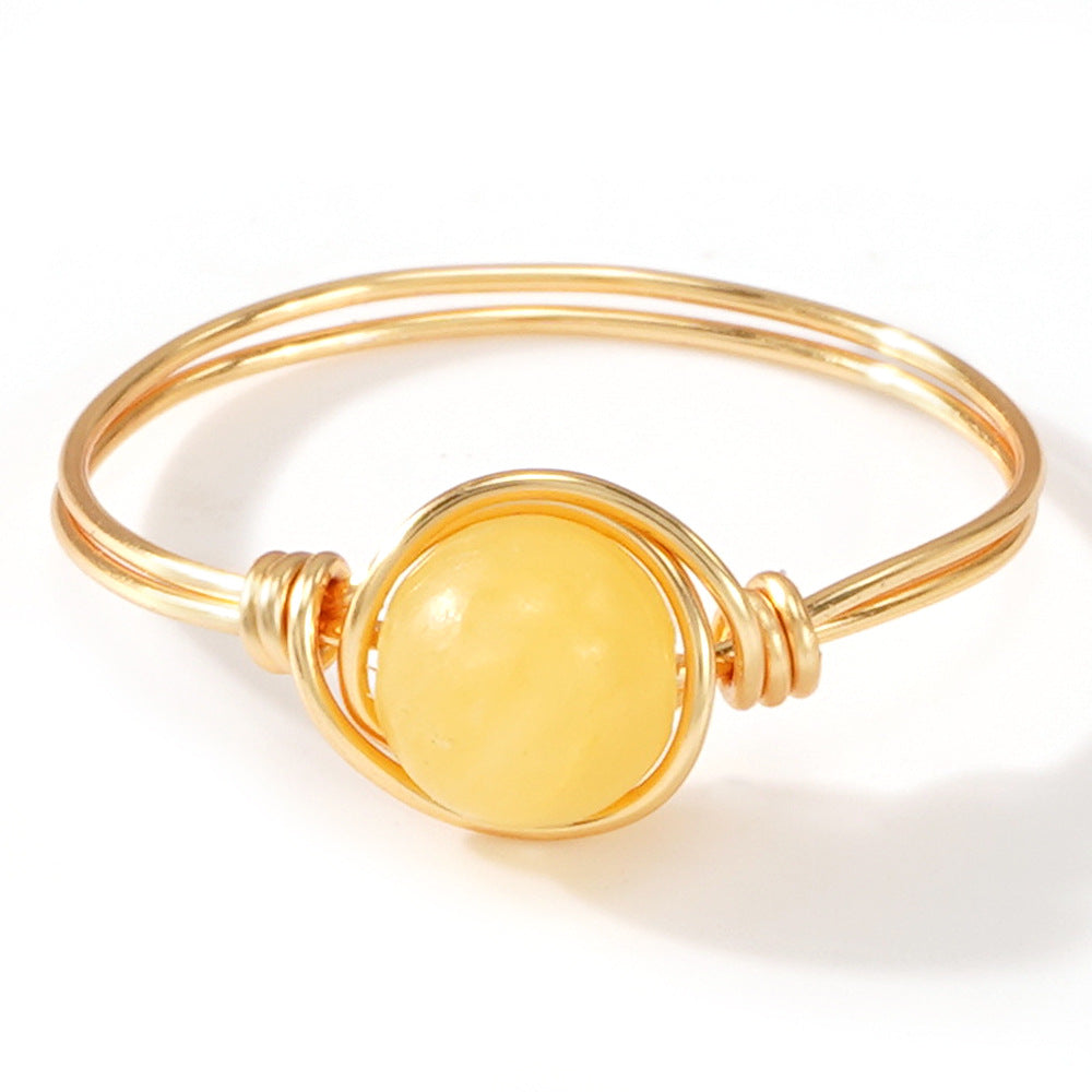 Wholesale Natural Stone Ring Light Luxury Elegant Niche Design Jewelry Accessory Gift