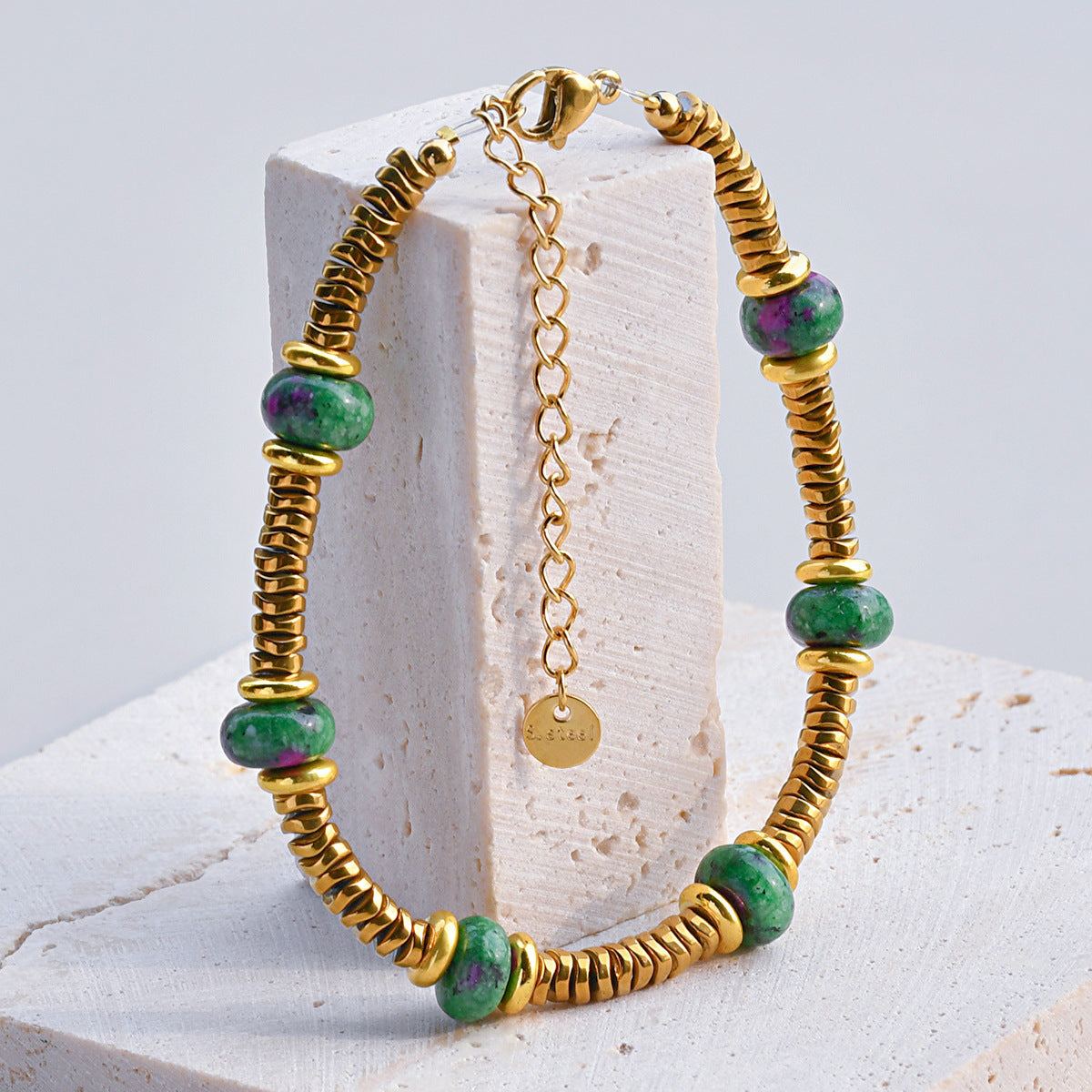 Wholesale Bohemian Vintage Gold Tone Natural Stone Bracelet ACC-BT-Youf008