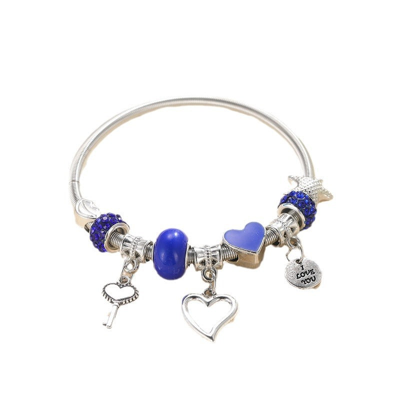 Wholesale Stainless Steel Diamond Finish Heart Bracelet For Women Chic Vintage Jewelry Accessory