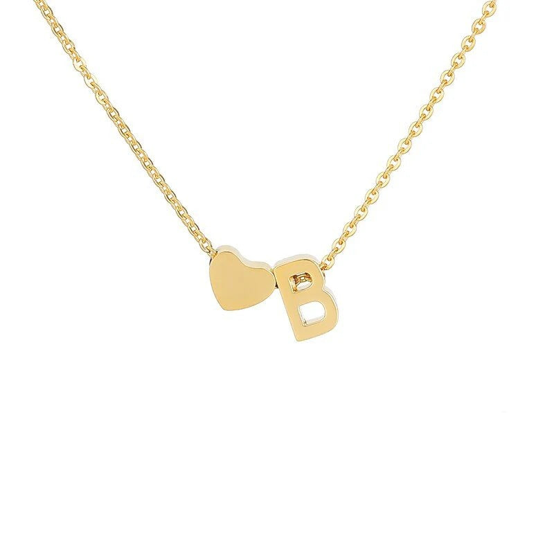 Wholesale Trendy Heart Letter Love Necklace Titanium Steel Gold Inlaid Fashion Jewelry Accessory