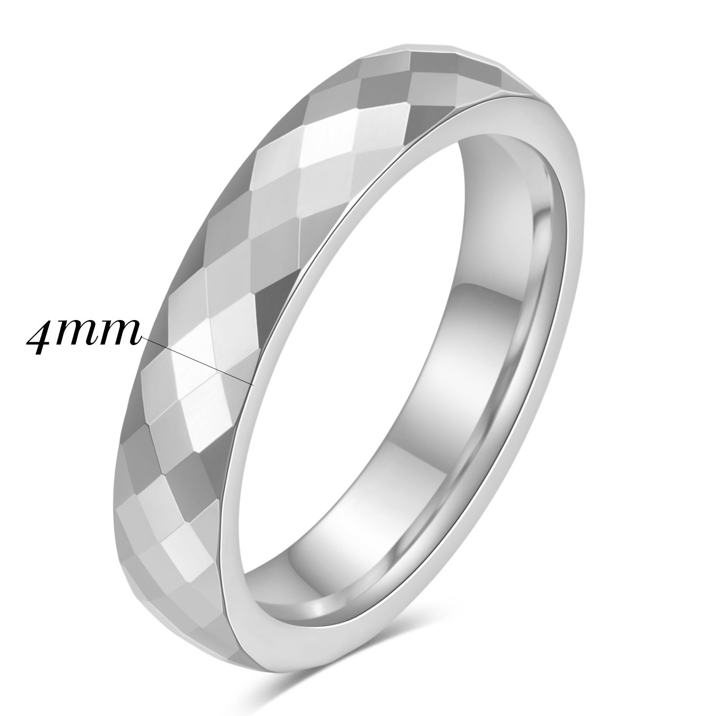 Wholesale 4MM 6MM faceted diamond couple tungsten steel ring