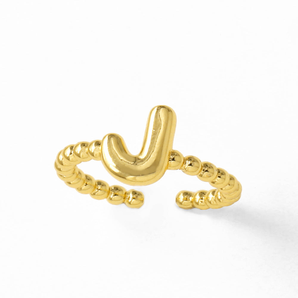 Wholesale 26 English letter rings gold-plated open rings