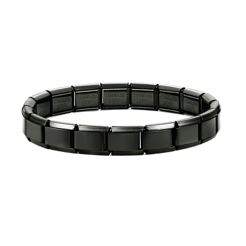 Wholesale Italian Charm Bracelet 9mm DIY Splicing Black Series Stainless Steel Composable Bracelet