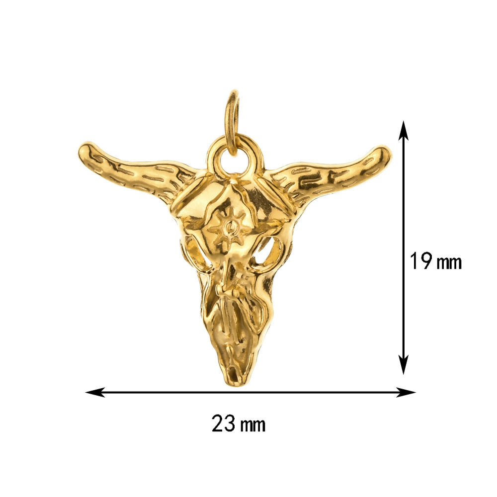 Wholesale  Stainless Steel Bull Head Horn Cross  Charms