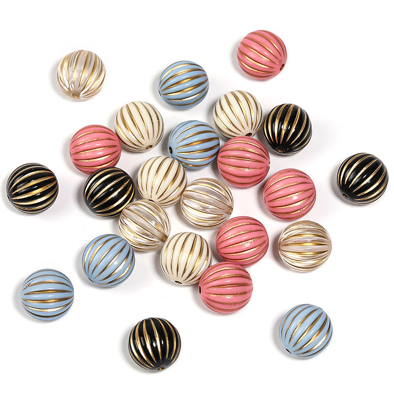 Wholesale 100pcs 16mm Acrylic Gold Stamping Lantern Gold Painted Pumpkin Beads Diy Accessories ACC-BDS-BLG099