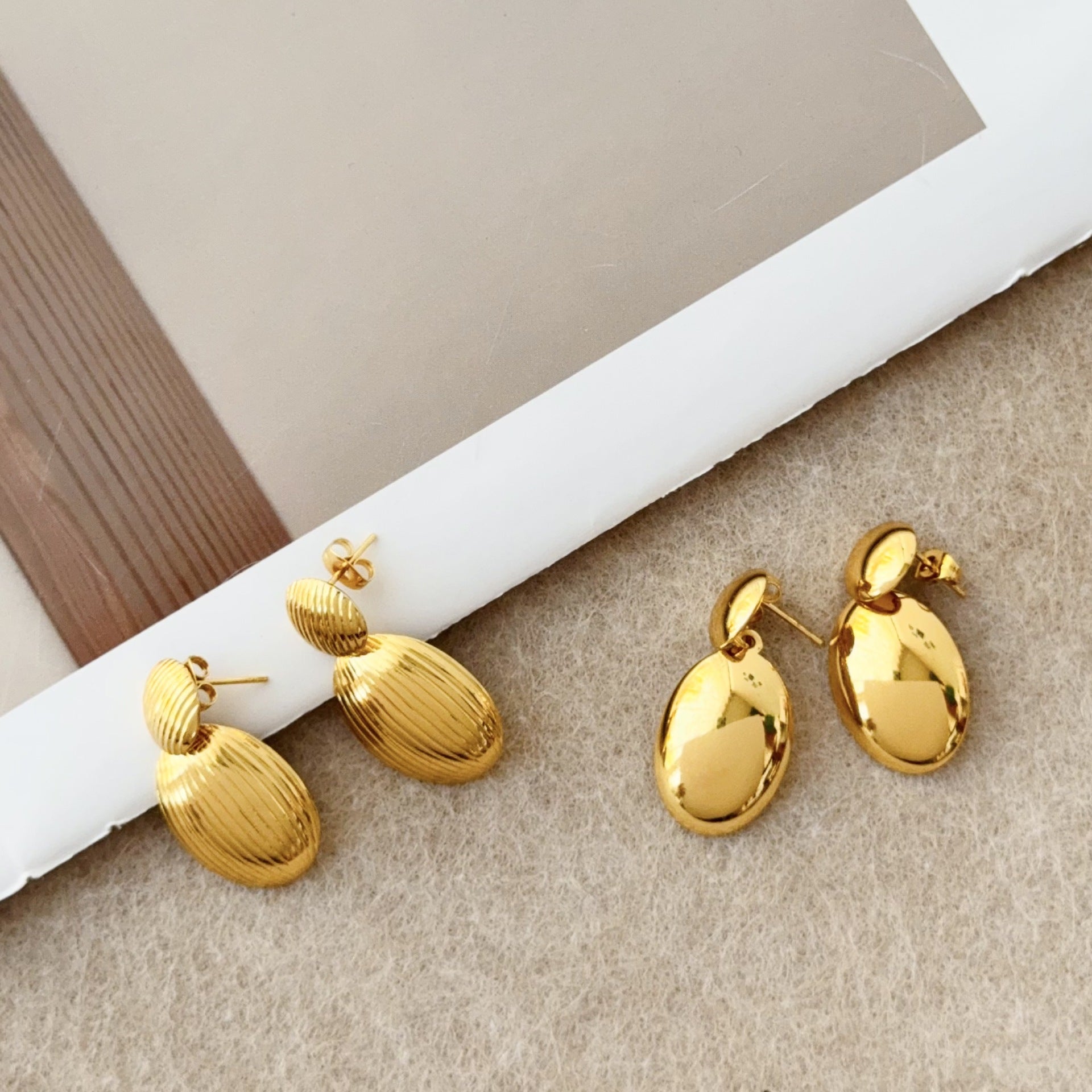 Wholesale Oval Vintage Stainless Steel Threader Earrings