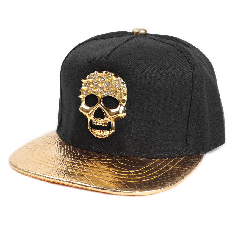 Wholesale hat metal skull flat hat snakeskin brim Tide brand hip-hop baseball cap