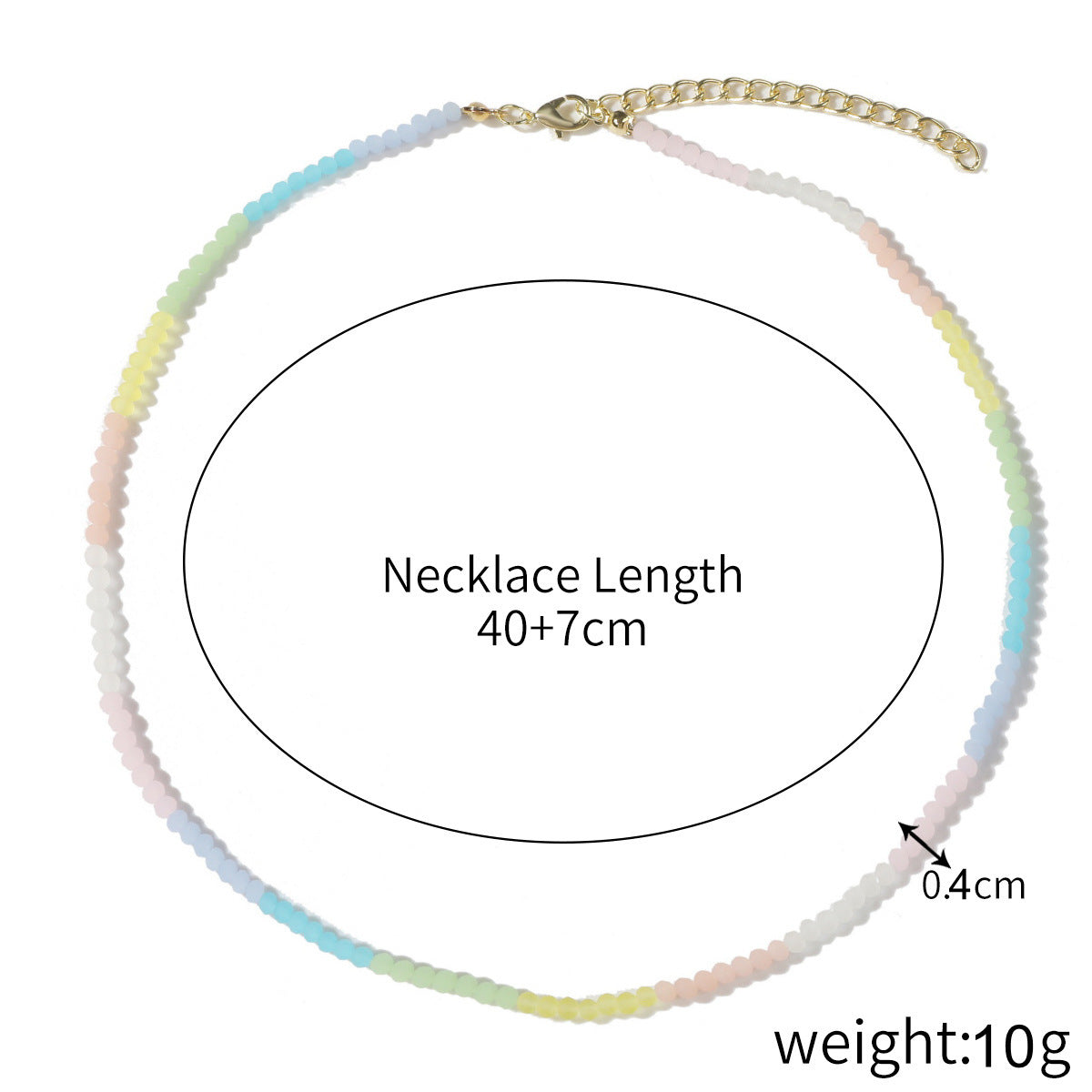 Wholesale  Non-Fading Simple Rice Bead Beaded Necklace Women' s Light Luxury Niche Design Color Crystal Necklace