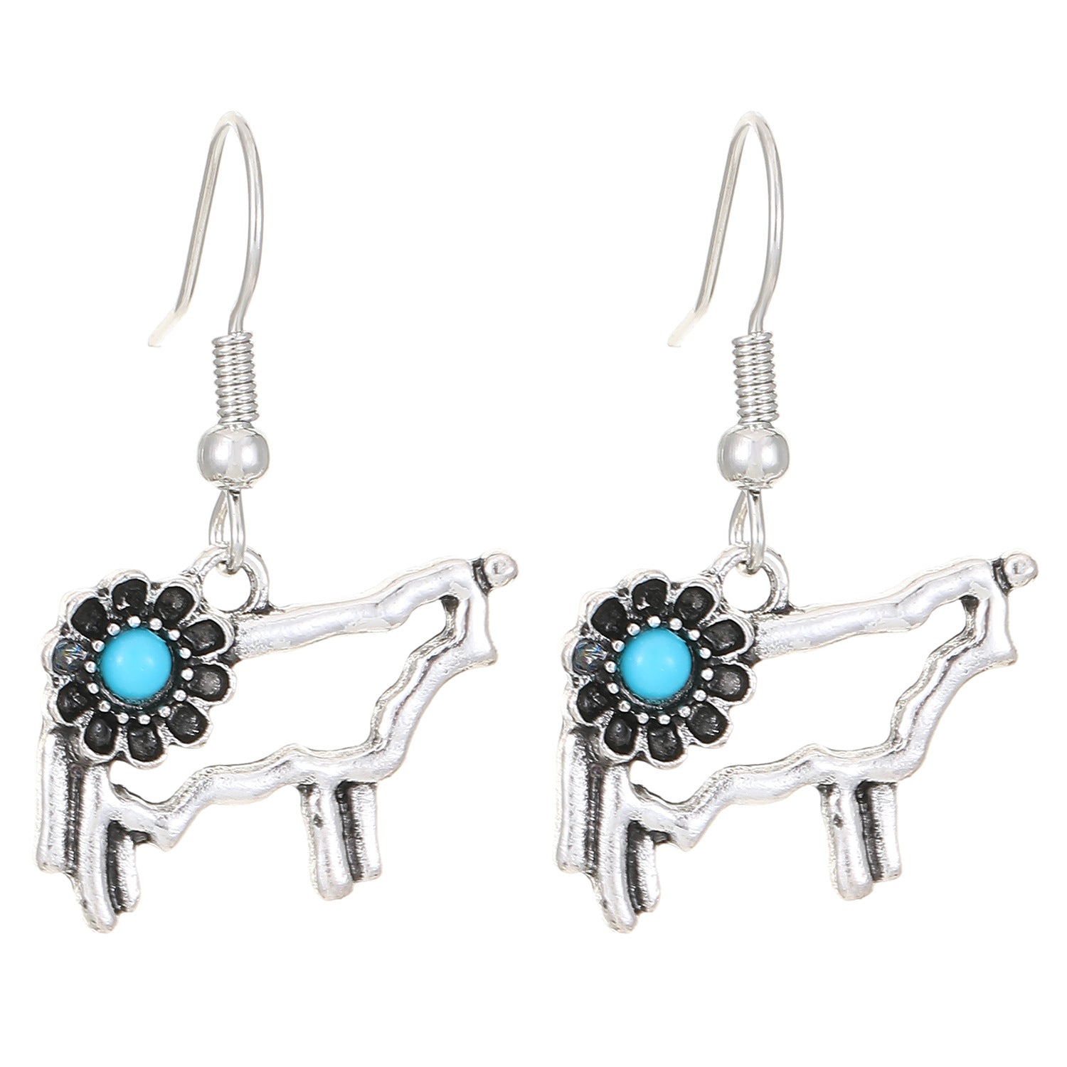 Wholesale  Retro Bohemian Turquoise Hollow Earrings