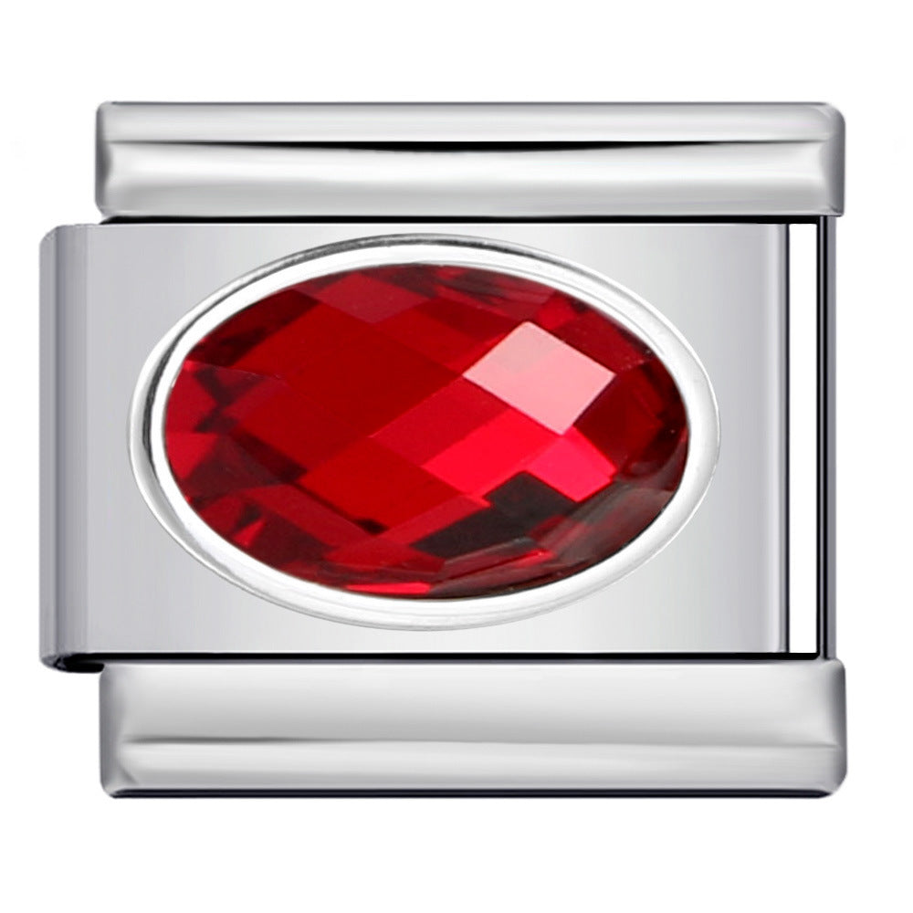 Wholesale Italian Charm Bracelet 9mm DIY Splicing Removable Oval Color Stone Stainless Steel Composable Bracelet