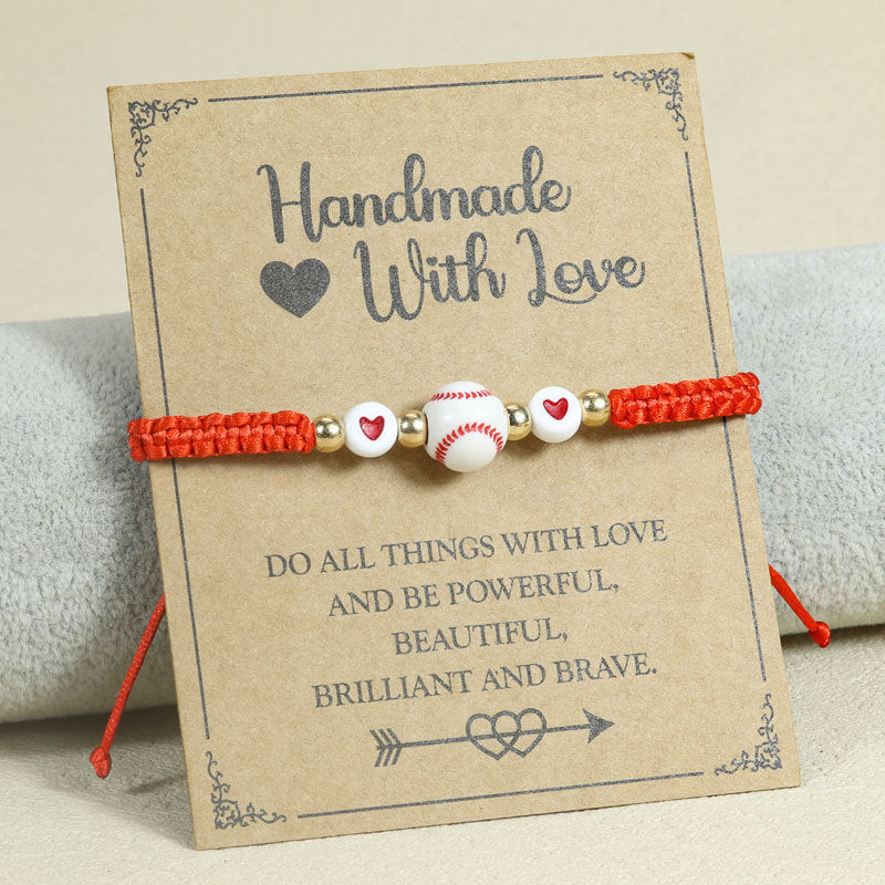 Wholesale Braided rope basketball heart bracelet