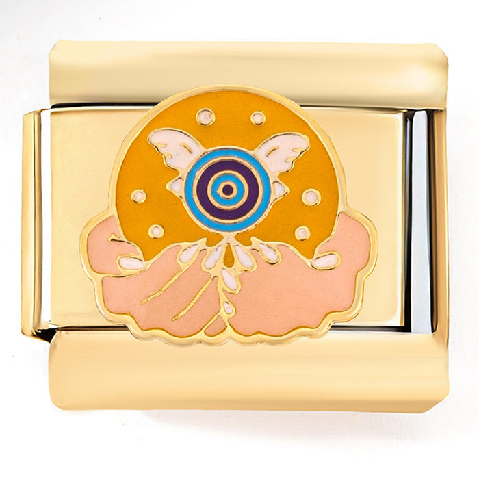 Wholesale Italian Charm Horus Eye Stainless Steel Patchwork Bracelet