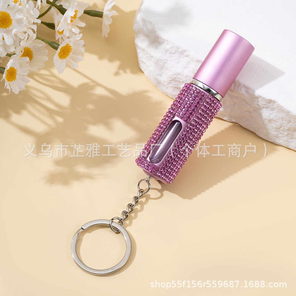 Wholesale 5ml Diamond-encrusted Girl' s Perfume Bottling Keychain Small Portable Keychains Accessories