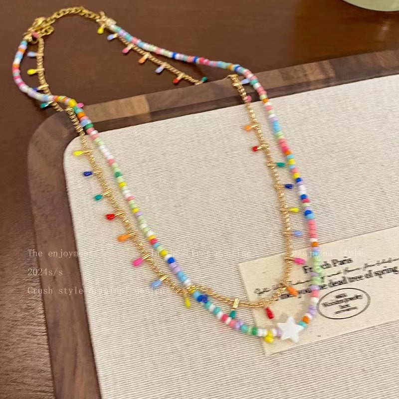 Wholesale Summer Dopamine Color Beaded Necklace